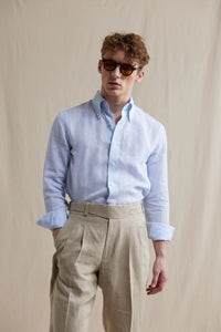 Button Down Linen Shirt in Light Blue