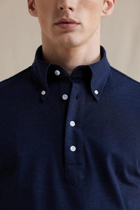 Long Sleeve Polo in Blue