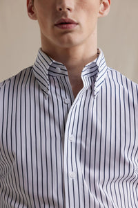 Button Down Shirt in White/Blue Stripes